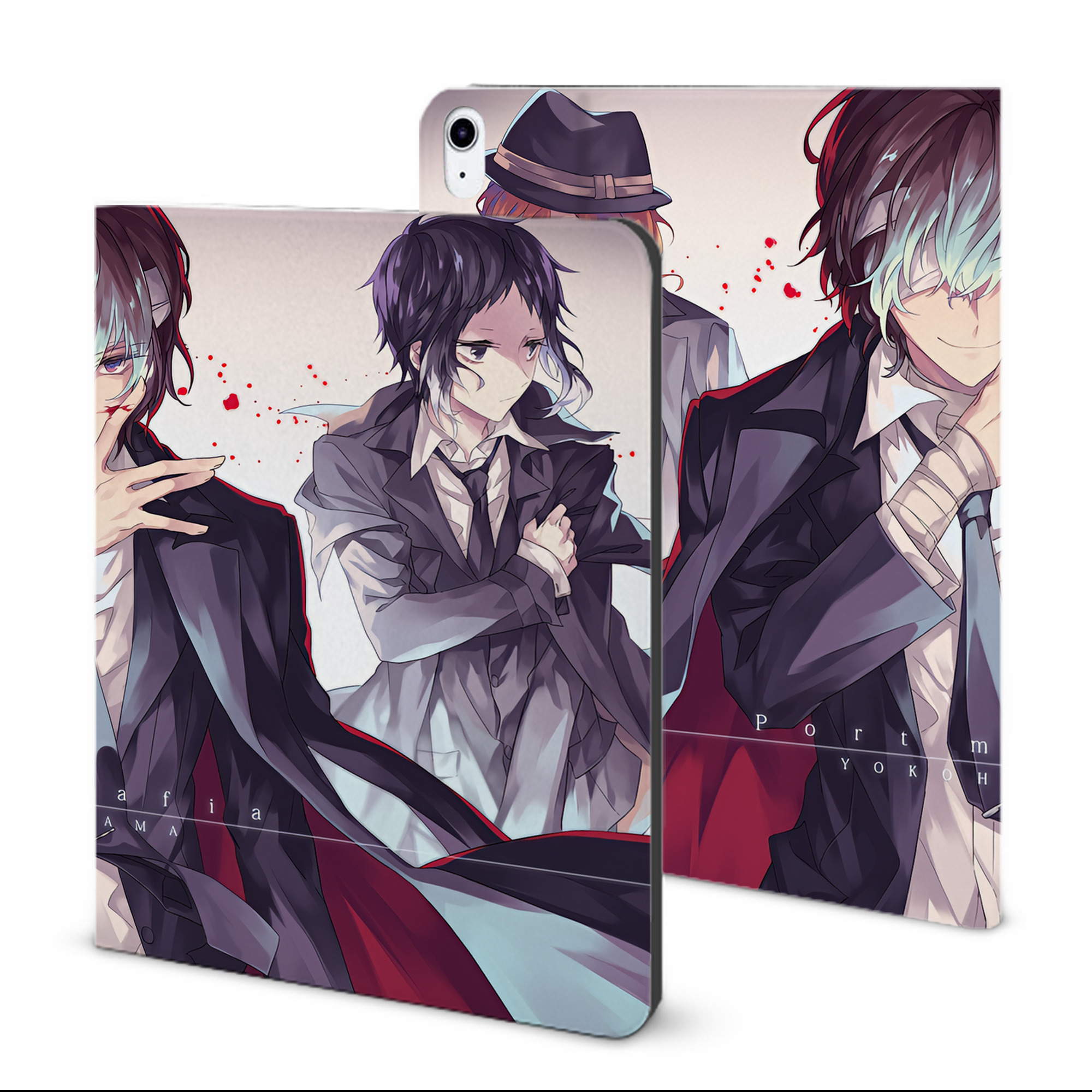 （画像用） 文豪ストレイドッグス Bungo Stray Dogs IPad ケース ブック型 PUレザー TPU 耐衝撃 軽量 薄型 ペン収納なし 全面保護 IPad 各モデル対応
